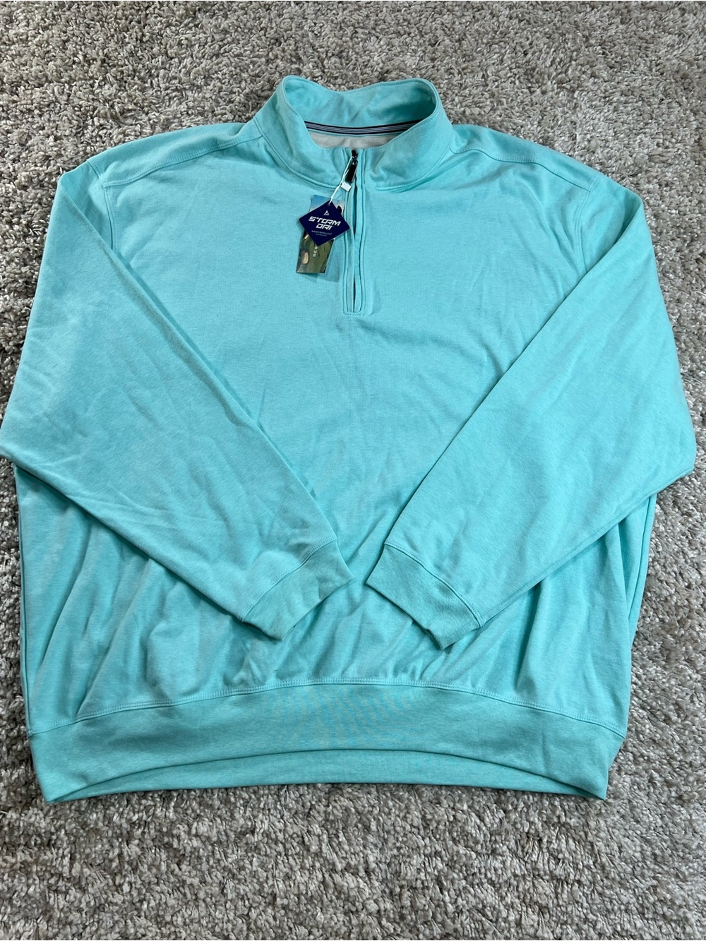 Bermuda Sands Quarter-Zip Men's Sweater in Aqua 3XL